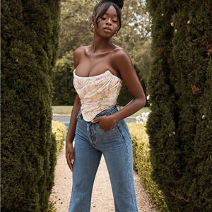 House of CB Floral Cream Corset Crop Top